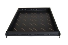 1U Fixed Vented Server Shelf 19" 4 Post 16in - 37in Adjustable Rack Mount Black