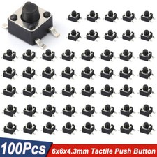 100Pcs 6x6x4.3 PCB Momentary Tactile Tact Push Button Switch 4Pin DIP Mini
