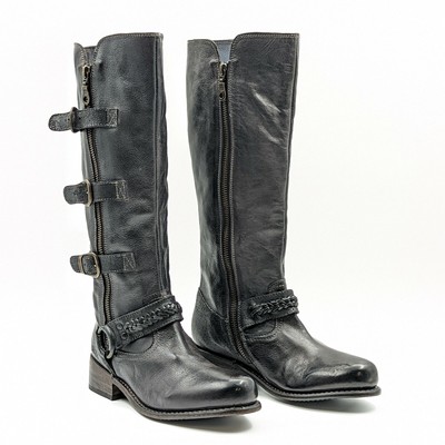 Bed Stu Women Skyla Black Leather Tall 