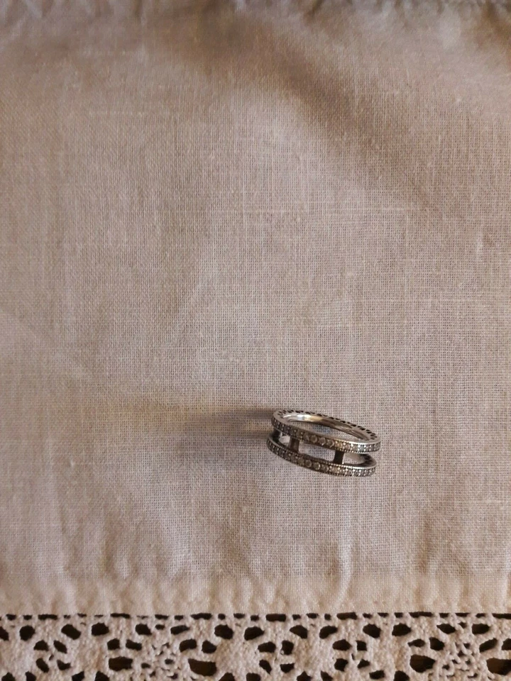Pandora originale Anello Doppio Cuori e Pietre scintillanti,n.52/16,5 mm/Argento - Immagine 3 di 4