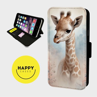 UNGLAUBLICHE GIRAFFE NEUGIERIG - Kunstleder Klapp Handy Hülle Cover - iPhone/Samsung