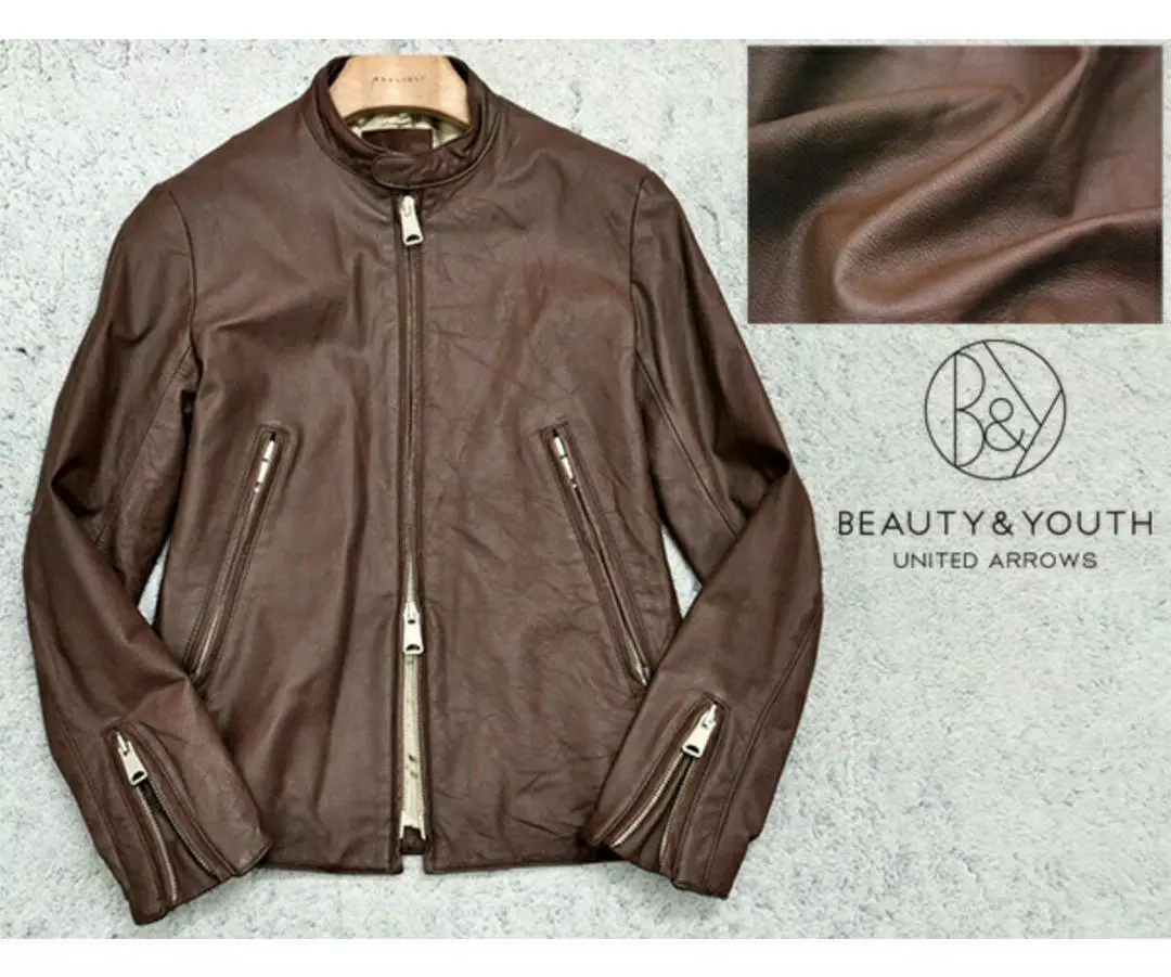UNITED ARROWS BEAUTY & YOUTH Horsehide Leather Riders Jacket Men L From Japan