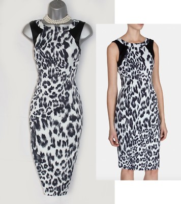 Karen Millen UK 12 Pastel Leopard Print Stretch Wiggle Occasion Pencil Dress  40 | eBay