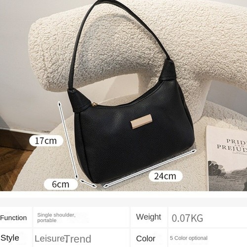 Solid Color Armpit Bag PU Underarm Bags Casual Shopping Bag Women Girls - Picture 2 of 17