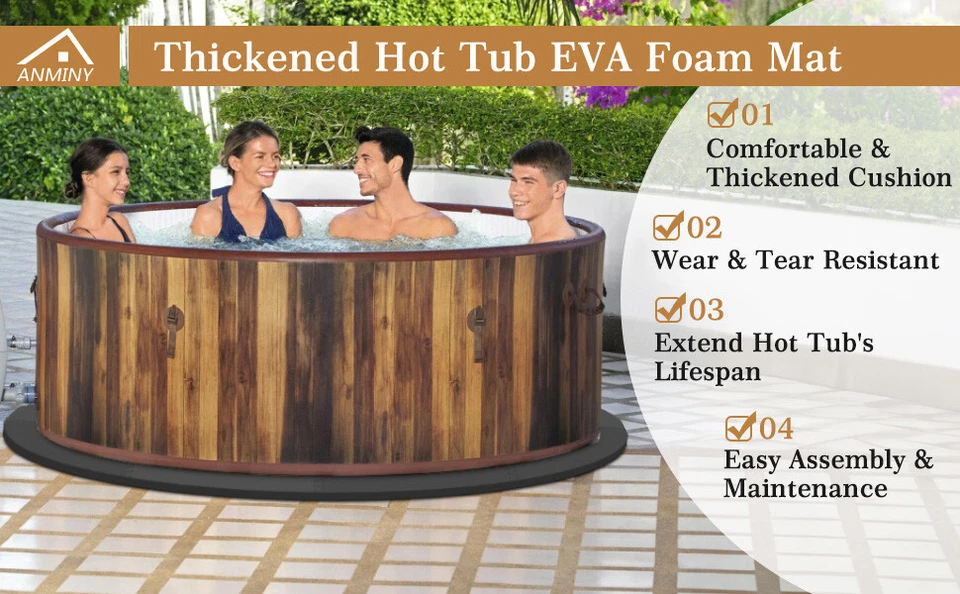 77” EVA Hot Tub Mat Waterproof Non-Slip Insulation Floor Protector for Spa Pool - Image 4 of 4