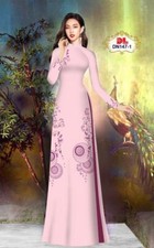 Ao Dai Vietnamese Silk Print 3D , Designer Flowers Long Dress With Pants