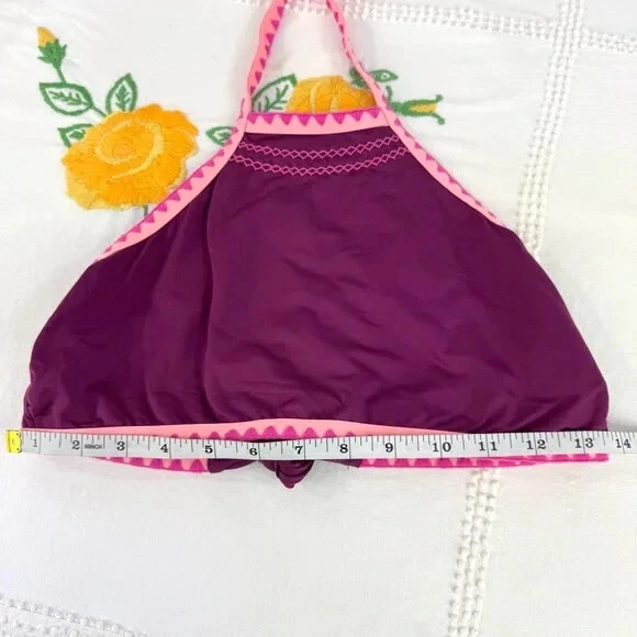 Conjunto de parte superior e inferior de bikini Gianni Bini para mujer talla grande borgoña y rosa Foto 3 de 4