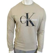 MSRP 65.99 NWT CALVIN KLEIN MEN'S IVORY CREW NECK LONG SLEEVE SWEATSHIRT