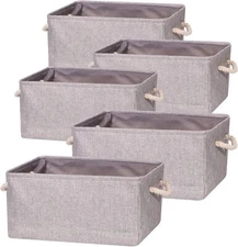 5 Pack Large Storage Basket Bin, Foldable Storage Cube Box Canvas Fabric
