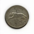 1967 Canada 25 Cents, .800 Silver Coin, Centennial Bobcat
