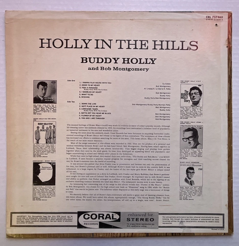 Buddy Holly-Holly In The Hills Original-Mono-Vinyl-LP-Record-Album. - Image 2 of 4