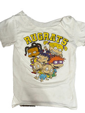 Rugrats Cartoon T-Shirt 90s Nickelodeon Graphic White Tee Full Character L