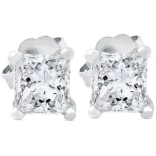 G/SI .65 ct Princess Cut Diamond Studs 14k White Gold