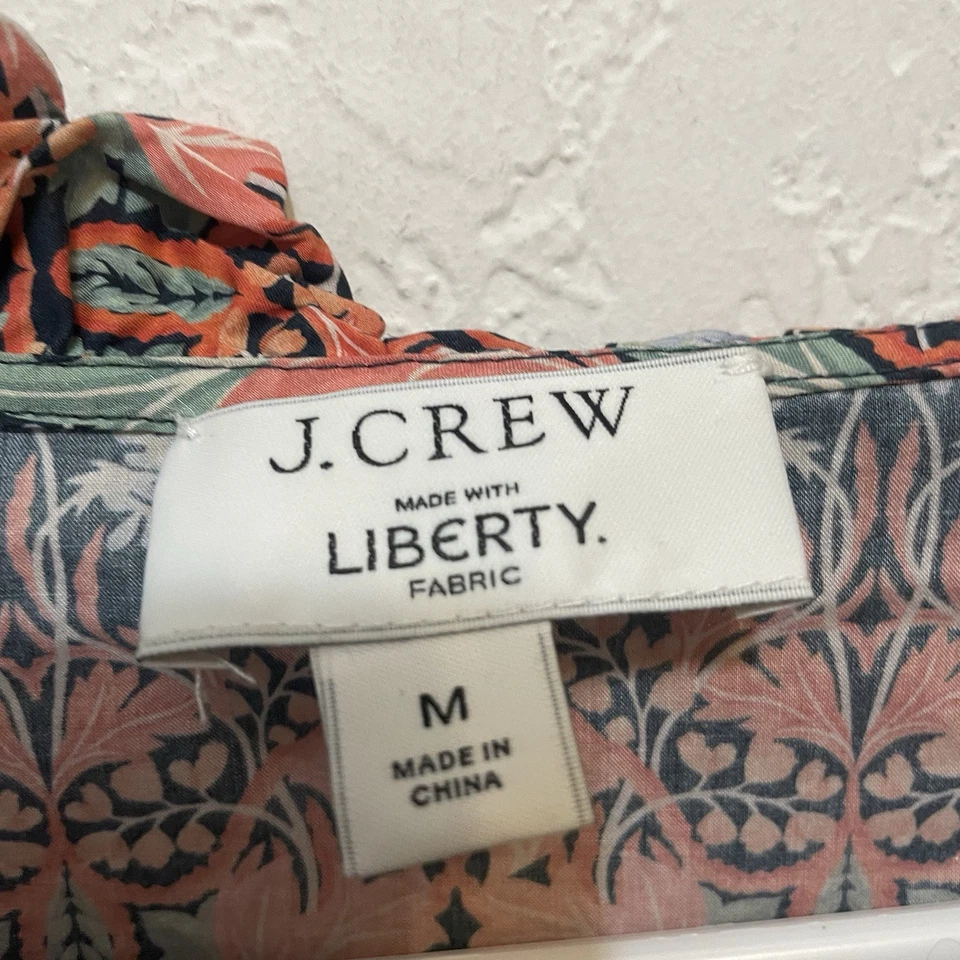J. Top Crew Liberty para mujer May Nouveau festoneado boho artístico cottagecore cuello atado Foto 3 de 4