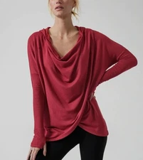 ATHLETA Plus Size Cherry Red Purana Wrap Hoodie Sweatshirt 2X