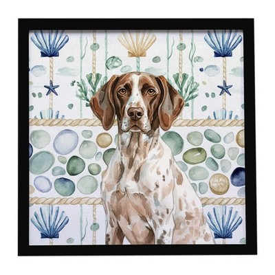 German Shorthaired Pointer Coastal Sea Glass Framed Metal Print WDK7048MFP88