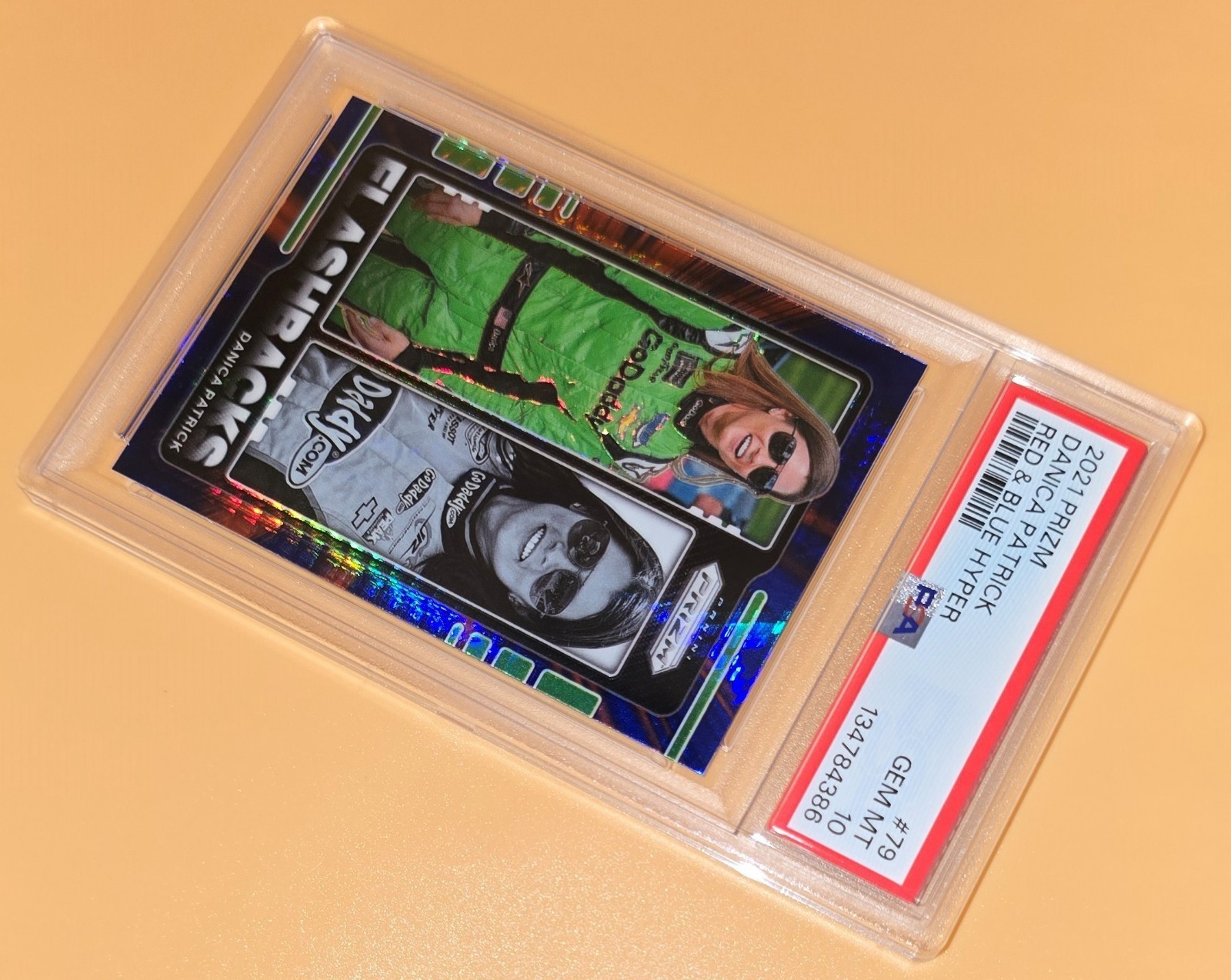 Danica Patrick PSA 10 Low Pop 1 Red Blue Hyper Prizm Parallel 2022 Prizm Racing view 5