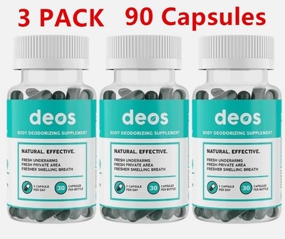3PACK DEOS Internal Deodorant Supplement   Full Body Deodorizer : (90 Capsules)