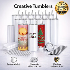 16 Pack Sublimation Tumblers Flat Edge Blanks 20 oz Stainless Steel