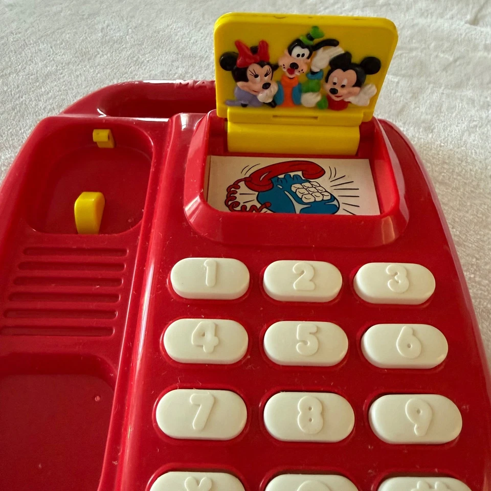 Disney Mickeyys Llam Back Teléfono Juguete parlante Mattel probado ¡Funciona! Vintage años 199 Foto 3 de 4