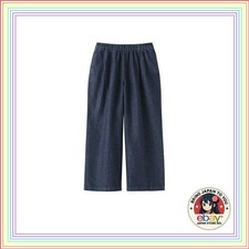 MUJI Women's Cotton Linen Denim Easy Wide Pants BE1WDA5S Dark Navy Women's XL