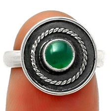 Natural Green Onyx 925 Sterling Silver Ring s.8 Jewelry R-1439