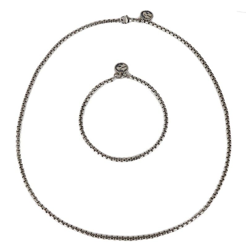 EFFY Men's Sterling Silver Necklace & Bracelet Set w/Box