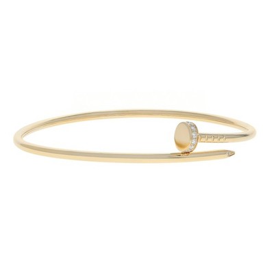 Cartier 18k Yellow Gold Diamond Juste Un Clou Small Model Bracelet Size 18