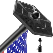 Flag Pole Light Solar Powered with Top Mount Accessories, Dusk to Dawn Black 