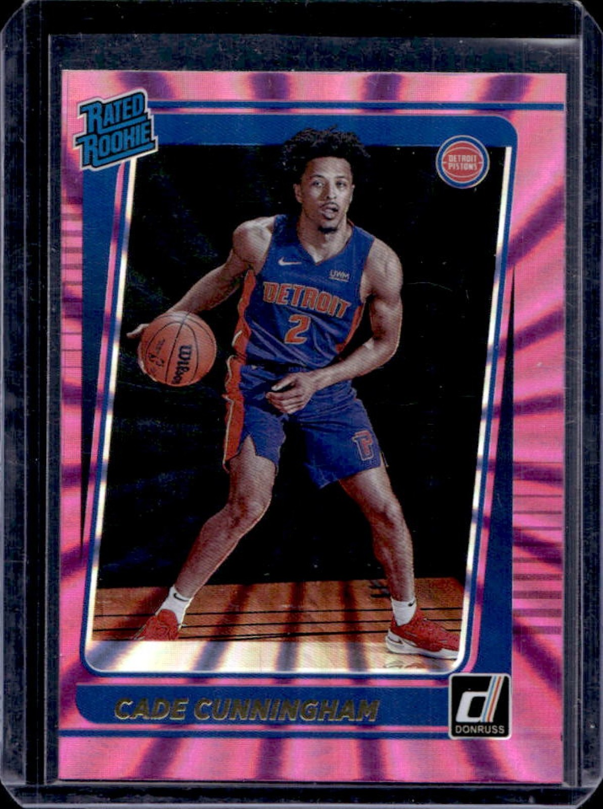 2021-22 Donruss Cade Cunningham Holo Pink Laser RC #211 Pistons