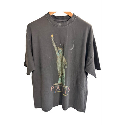 Balenciaga Paris Statue of Liberty Graphic Oversized Tee Men s M Black Cotton