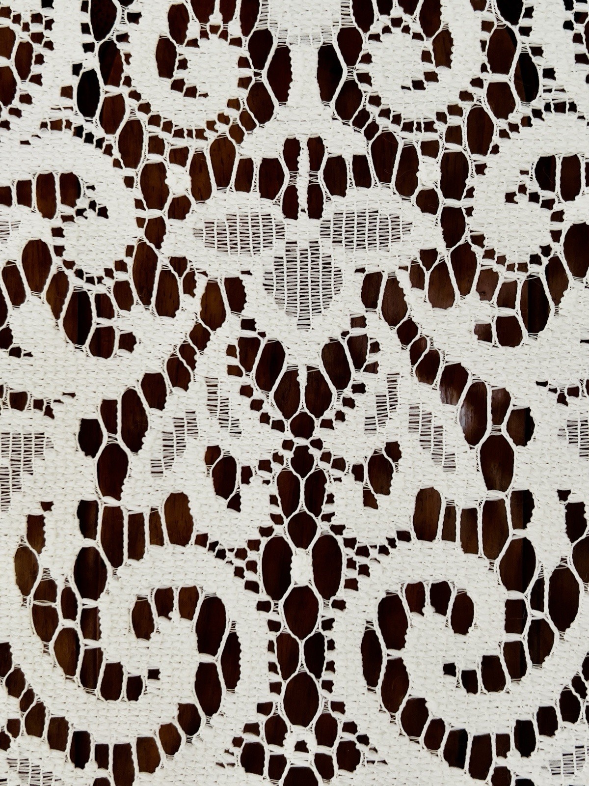 1 Of 4 VTG HEAVY CREAM OFF WHITE FLORAL LACE LONG SCALLOPED CURTAIN PANELS 60x85