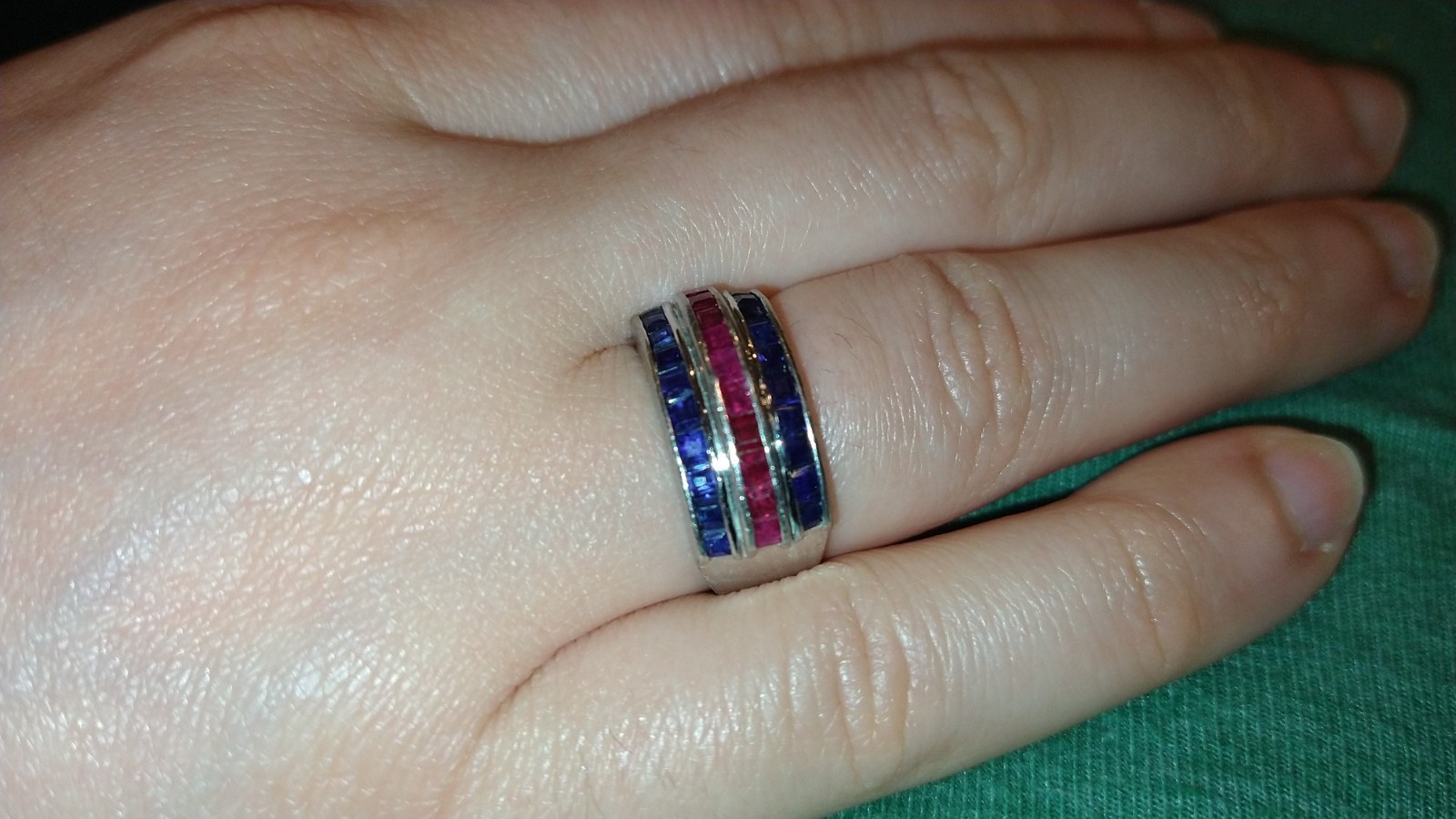 Solid platinum natural sapphire ruby ring heavy 1… - image 8