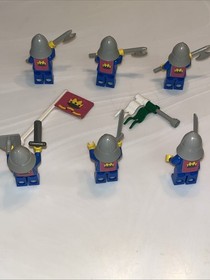 6- 1978 Lego Yellow Castle Knight Minifigure Purple Sticker Crown RARE 375 6075