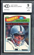 1977 Topps #380 Dave Casper Card BGS BCCG 9 Near Mint+