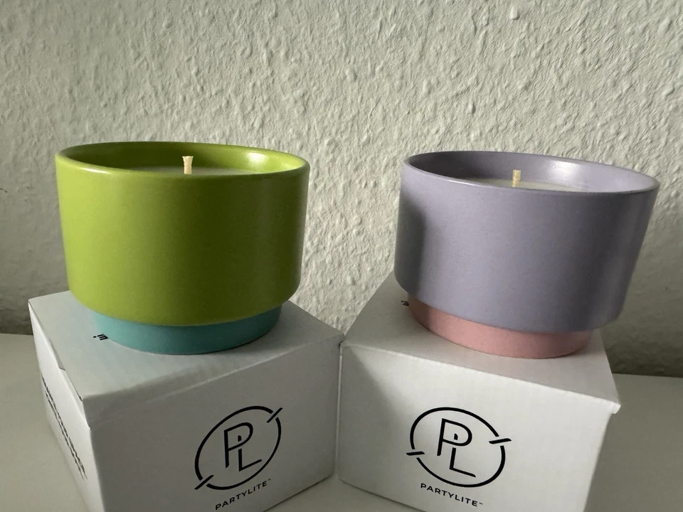 PartyLite 2x Zweifarbige Duftwachstöpfe Germanium—Wild Lemongrass Citronella - Bild 2 von 4