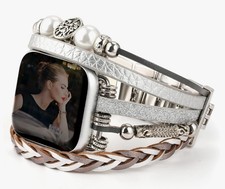 Boho Leather Wrap Band for Apple Watch Series 8 7 6 5 4 3 2 Bracelet Multilayer