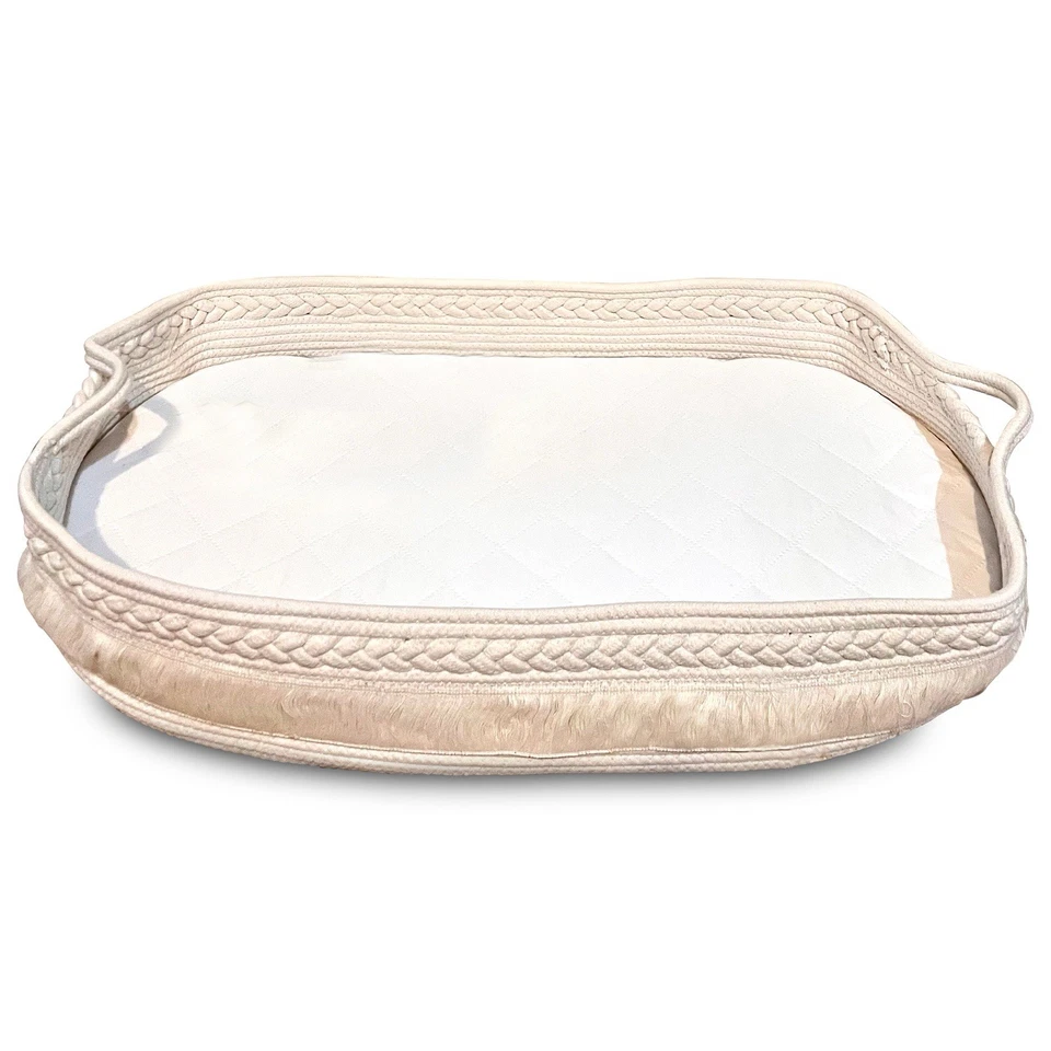 Cesta cambiadora para bebé hecha a mano - Cuerda de algodón orgánico Moisés cambiador de mesa Foto 2 de 4