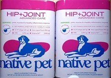 2 NATIVE PET HIP  JOINT ADVANCED CARE HEALTH SUPPLEMENT 4 DOGS 30 X2 60 SCOOPS 