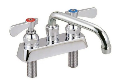 BK Resources BKF-4DM-14-G Deck Mount 14'' NO LEAD Swing Spout Faucet w/ 4'' Center