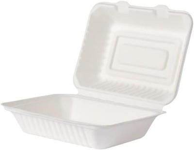 Menüboxen ToGo 1-teilig aus Zuckerrohr nature weiß