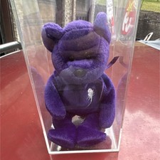 Ty Beanie Babies Princess Diana Purple Plush Bear Display Case Vintage 1997