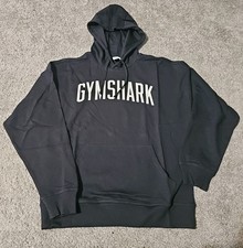 Gymshark Mens Worn Graphic Hoodie Black Oversized Fit Size M