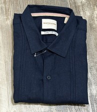 Scotch  Soda Men's XL Button Up Shirt Navy Blue Linen Blend NWOT