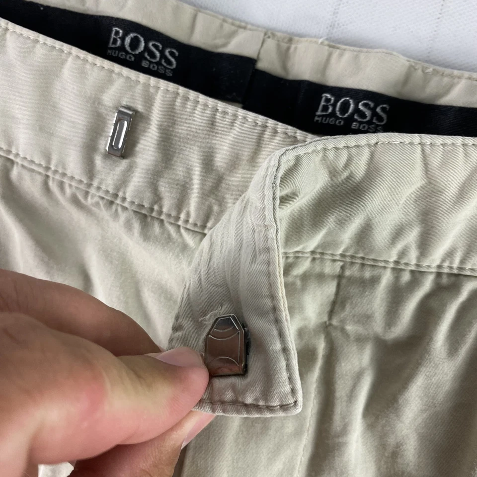 Шорты мужские Hugo Boss 50 хаки бежевые плоские спереди повседневное платье Mike Chino Classic - Изображение 4 из 4