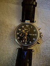 Stauer 27-Jewel Automatic Moonphase Watch • Black Guilloche Dial • Excellent Stauer Automatic Watch 27 Jewels Moon Phase Day Date Black  main image 4