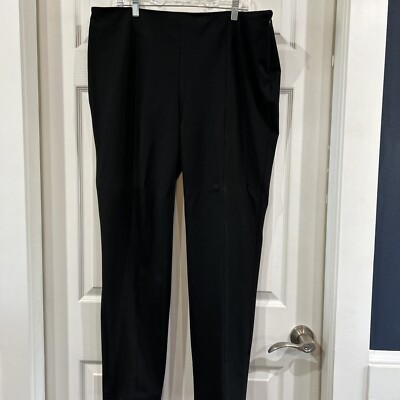Laura Plus Black Stretch Dress Pants 16 Flat Front Zip Side Classic Look