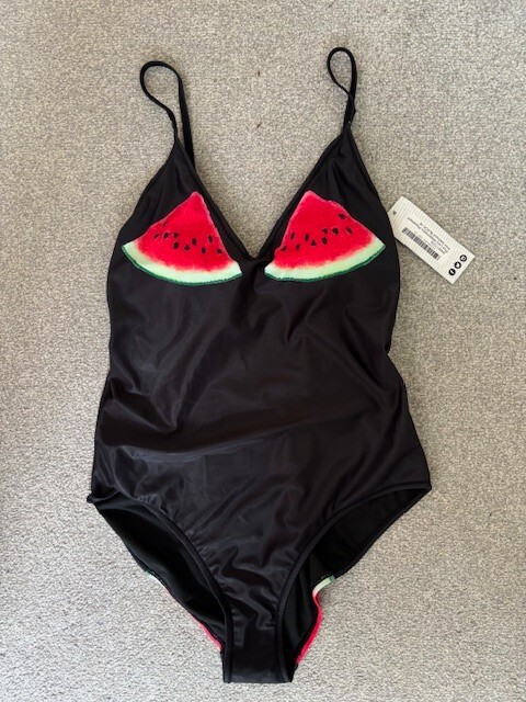 Boohoo Plus Womens Watermelon Print Swimsuit One Piece Black