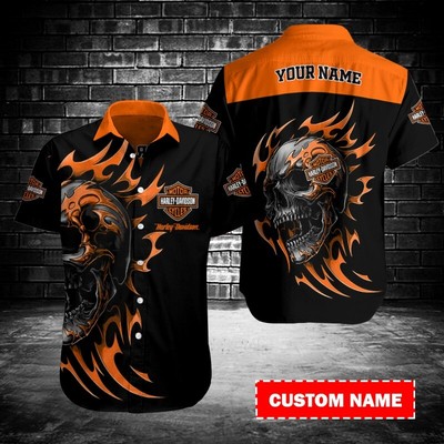 Personalized Harley Motor Racing Davidson Casual Button Down Shirt Unisex Adults