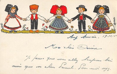 Old postcard illustrator / Hansi / Alsatian children